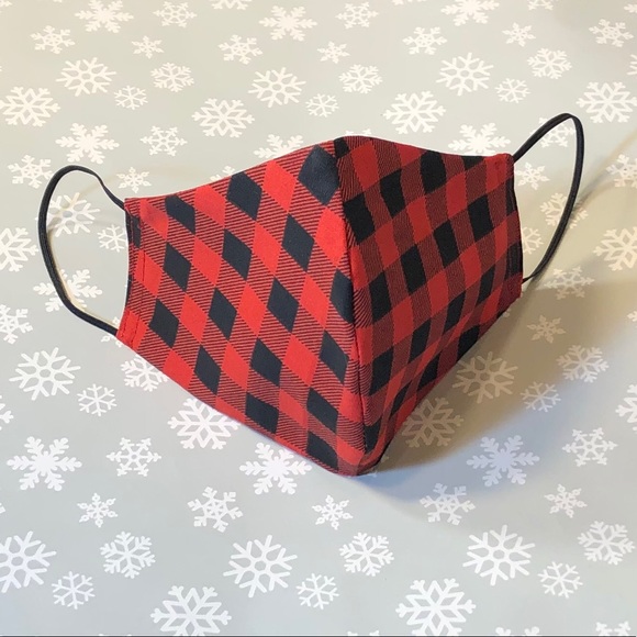 Red Plaid Print Face Mask - Picture 1 of 5